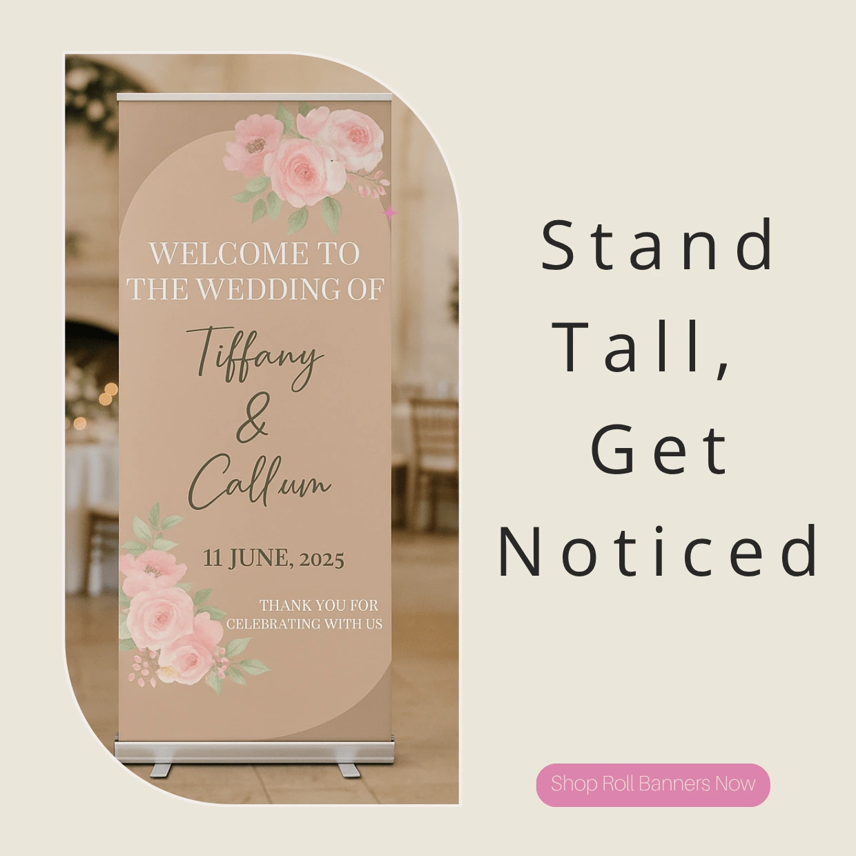 Wedding Welcome Roller Banner – Personalised Custom Print