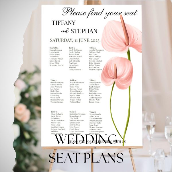 Custom Printed Wedding Seating Plans